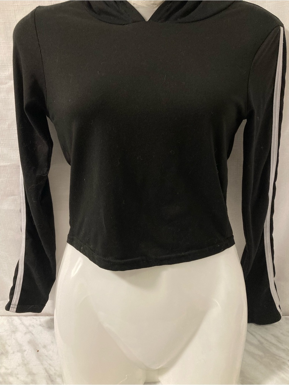 Streetwear Society SWS Active Black Cropped Stripe Hoodie Top S/P